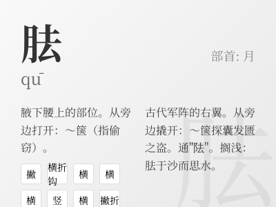 胠怎么读