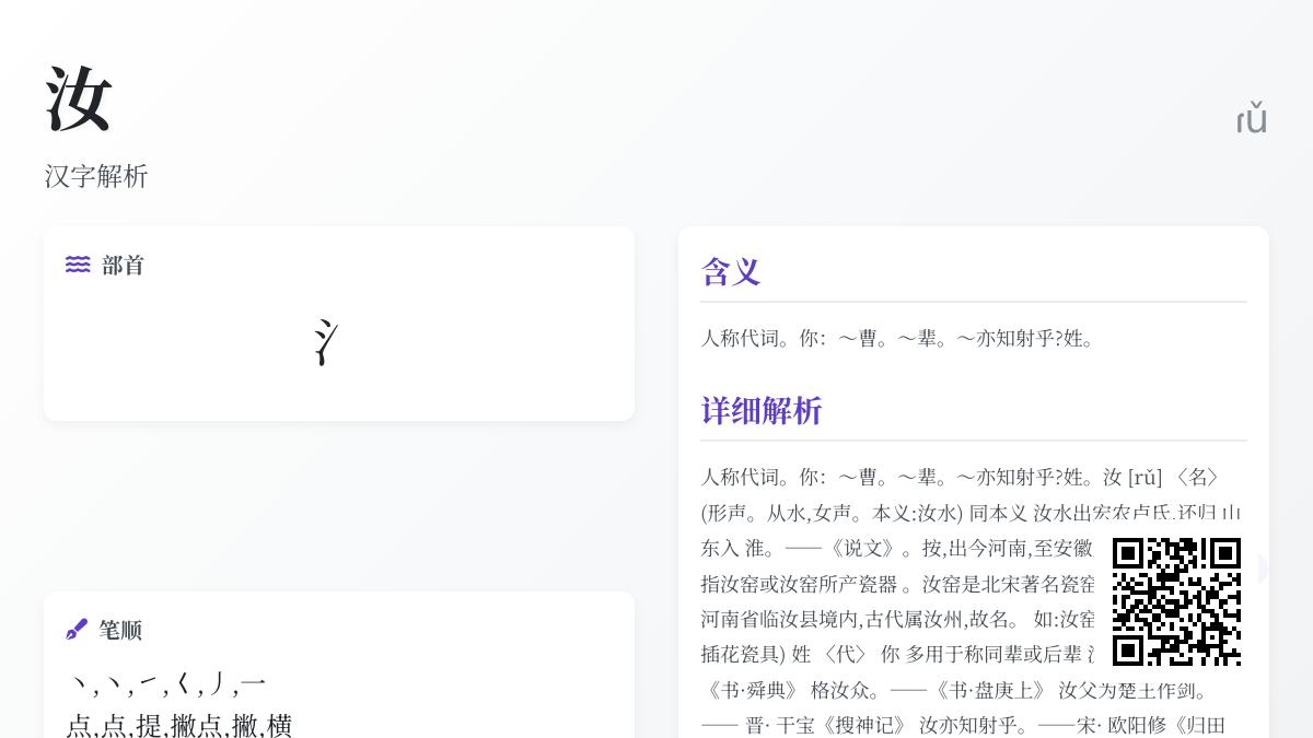掌握”汝”字正确读音和6大知识点 从发音到文化内涵全面解析