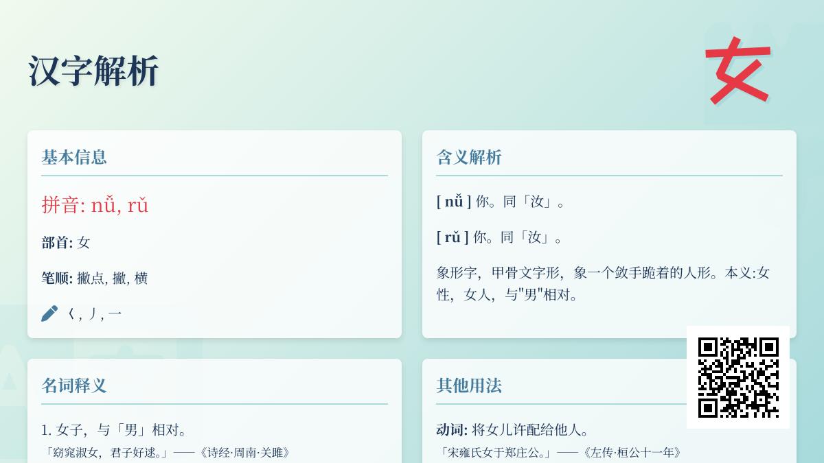 揭秘汉字“女”的3种读音、500个衍生字与文化演变史