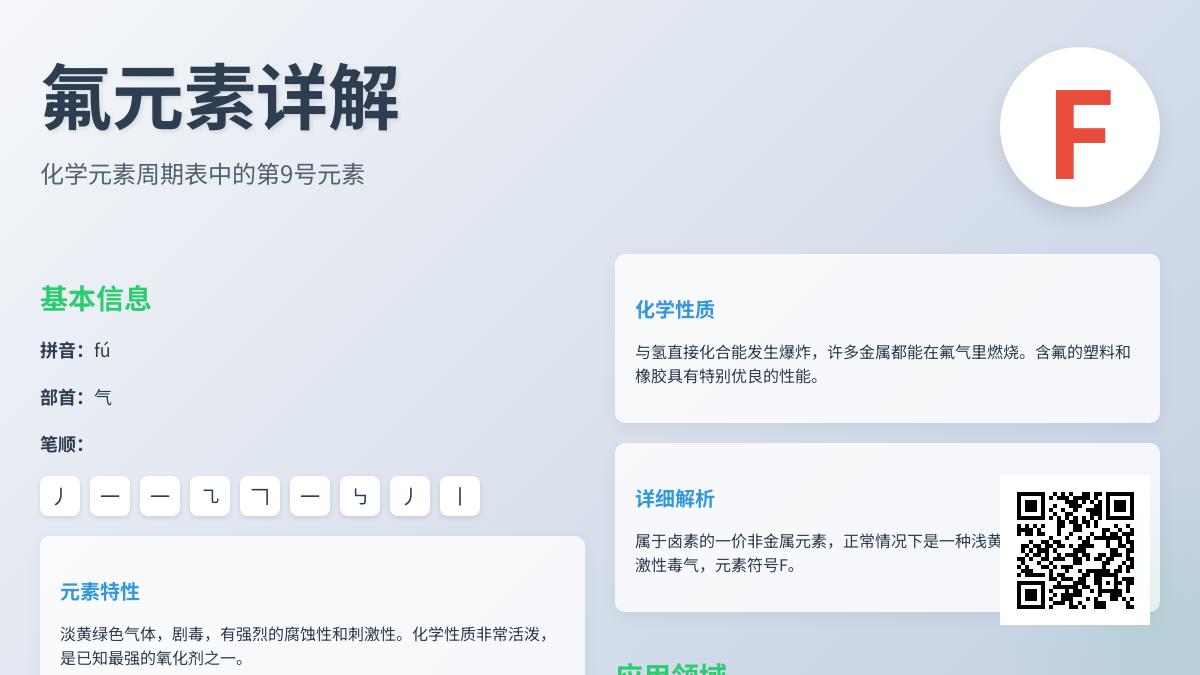 氟怎么读拼音笔顺解析 9个氟元素知识点与安全应用指南