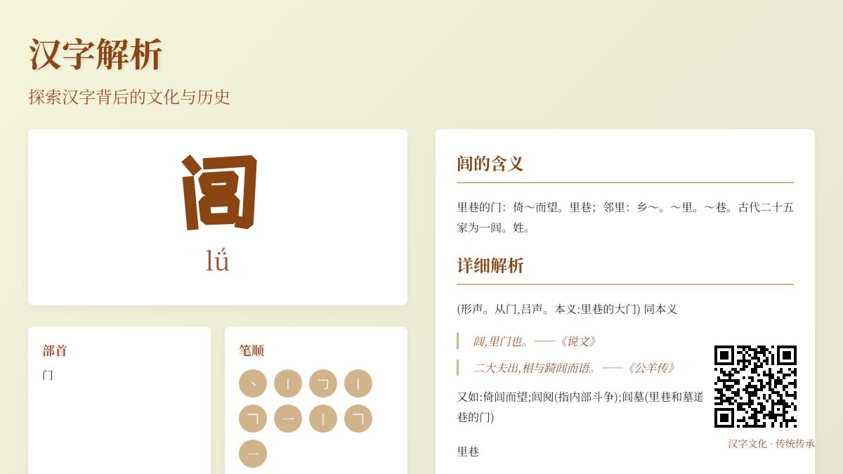 5个关键点教你正确读写”闾”字并理解其文化内涵