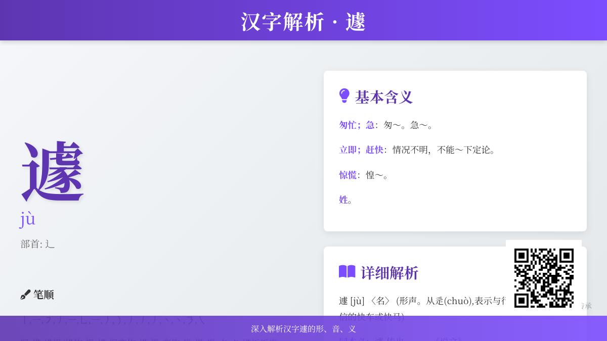 掌握汉字”遽”的正确读音、笔顺和5大用法解析