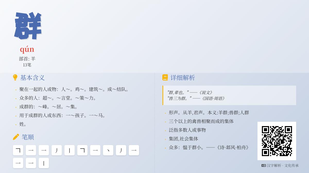 掌握“群”字的正确拼音、部首笔顺及5大用法解析