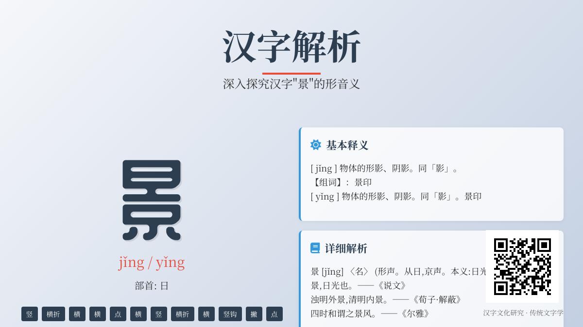 景的拼音jǐng和yǐng有什么区别 12笔顺详解与组词造句示例