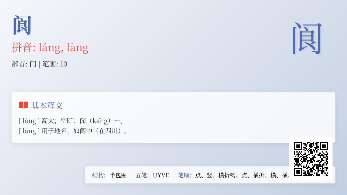 “阆”字究竟怎么读 揭秘láng和làng两种读音及10笔正确写法