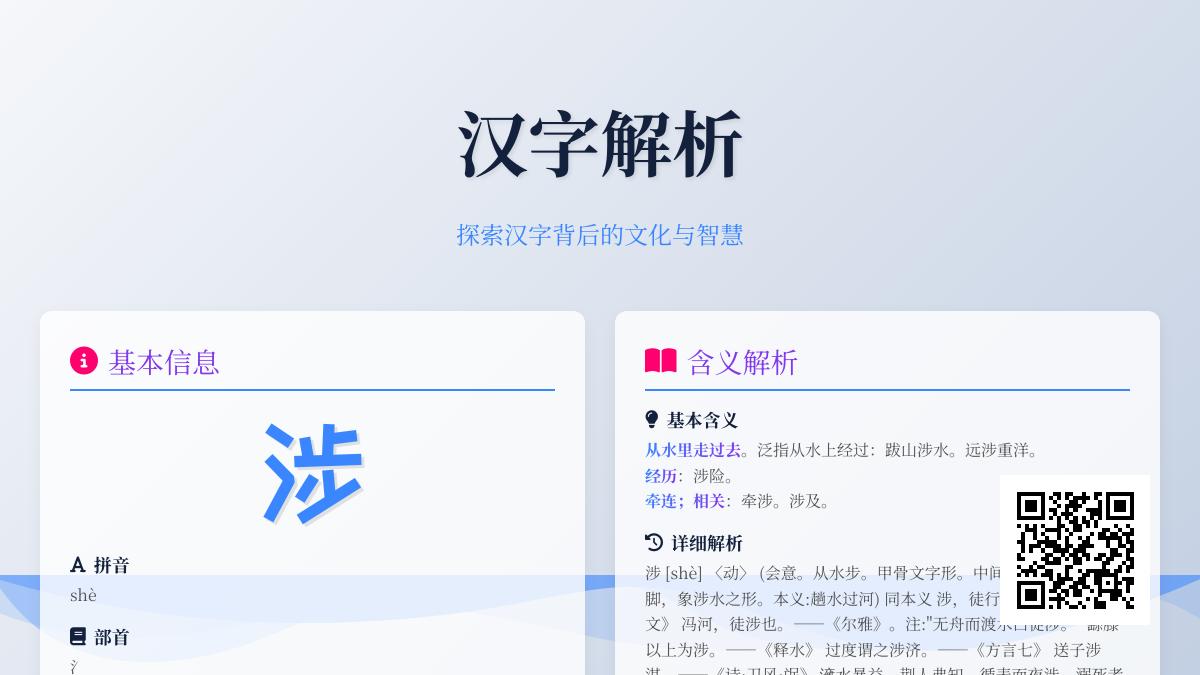 汉字“涉”的10个知识点：从读音shè到成语“跋山涉水”的全面解析