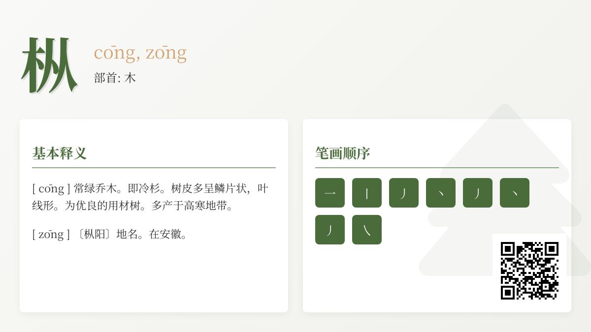 枞字正确读音是什么 2种发音解析及冷杉与枞阳地名用法指南