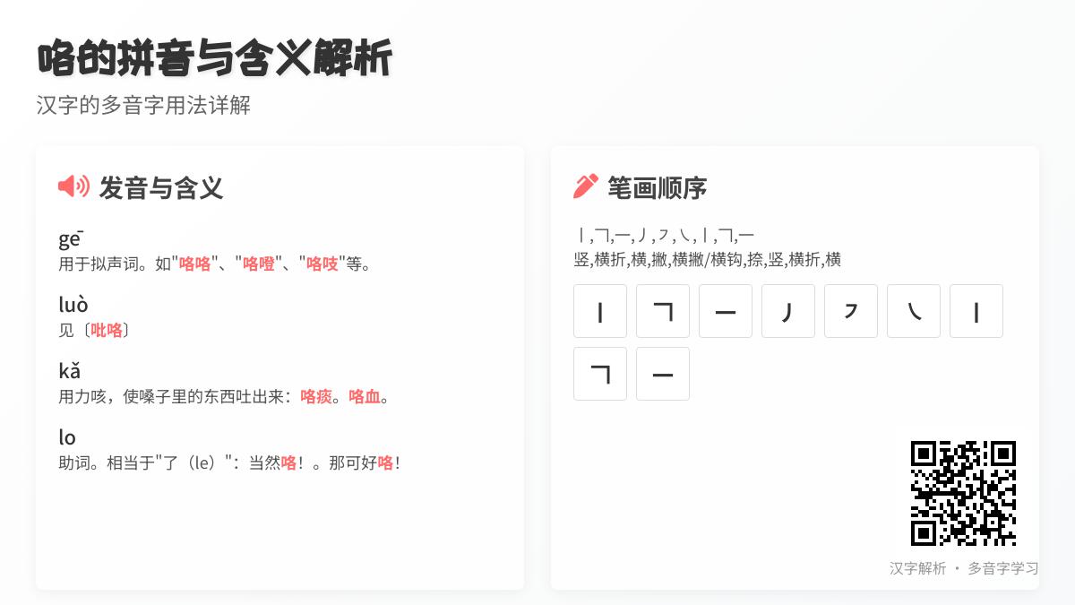 汉字“咯”的4种正确读音与用法解析 从拟声词到医学术语全掌握