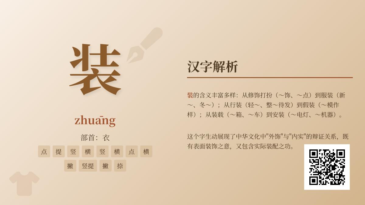 掌握装的拼音zhuāng 12笔正确写法与6大核心含义解析