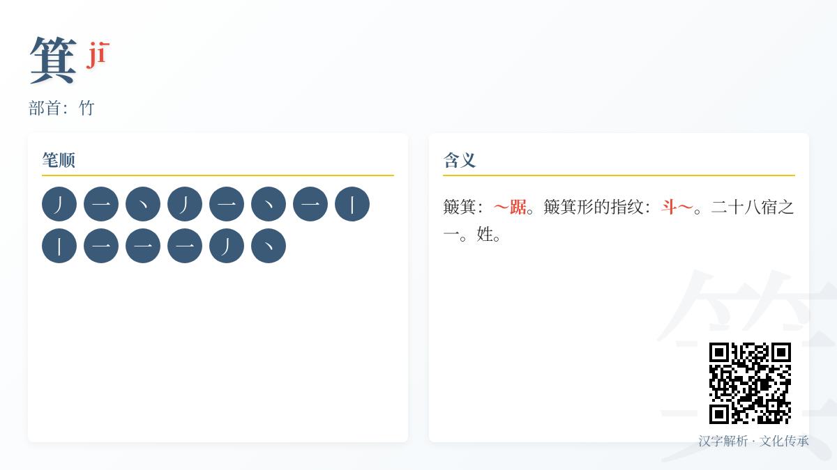 汉字“箕”的正确读音与文化内涵解析 从拼音笔顺到星宿指纹的5大知识点
