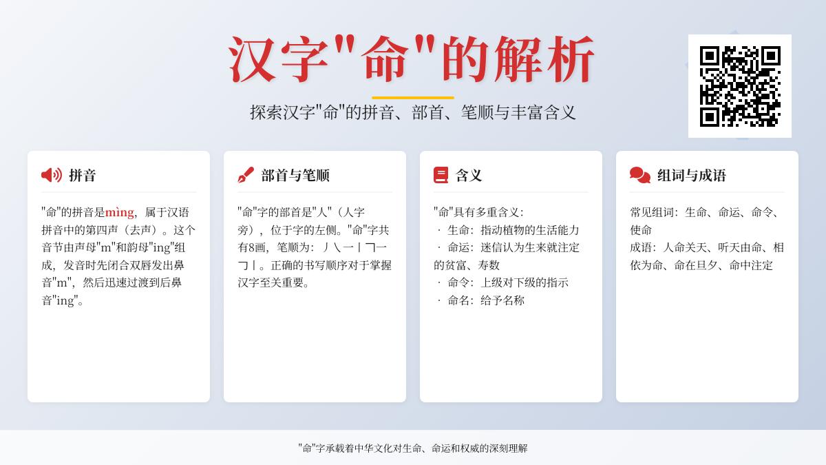 掌握“命”字8个关键知识点 从拼音笔顺到成语用法全解析