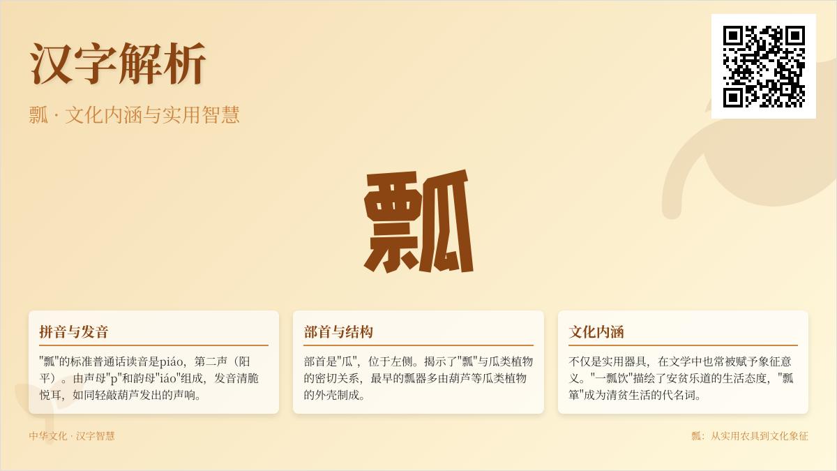 掌握瓢的拼音piáo和16画笔顺 了解汉字瓢的部首含义与成语用法