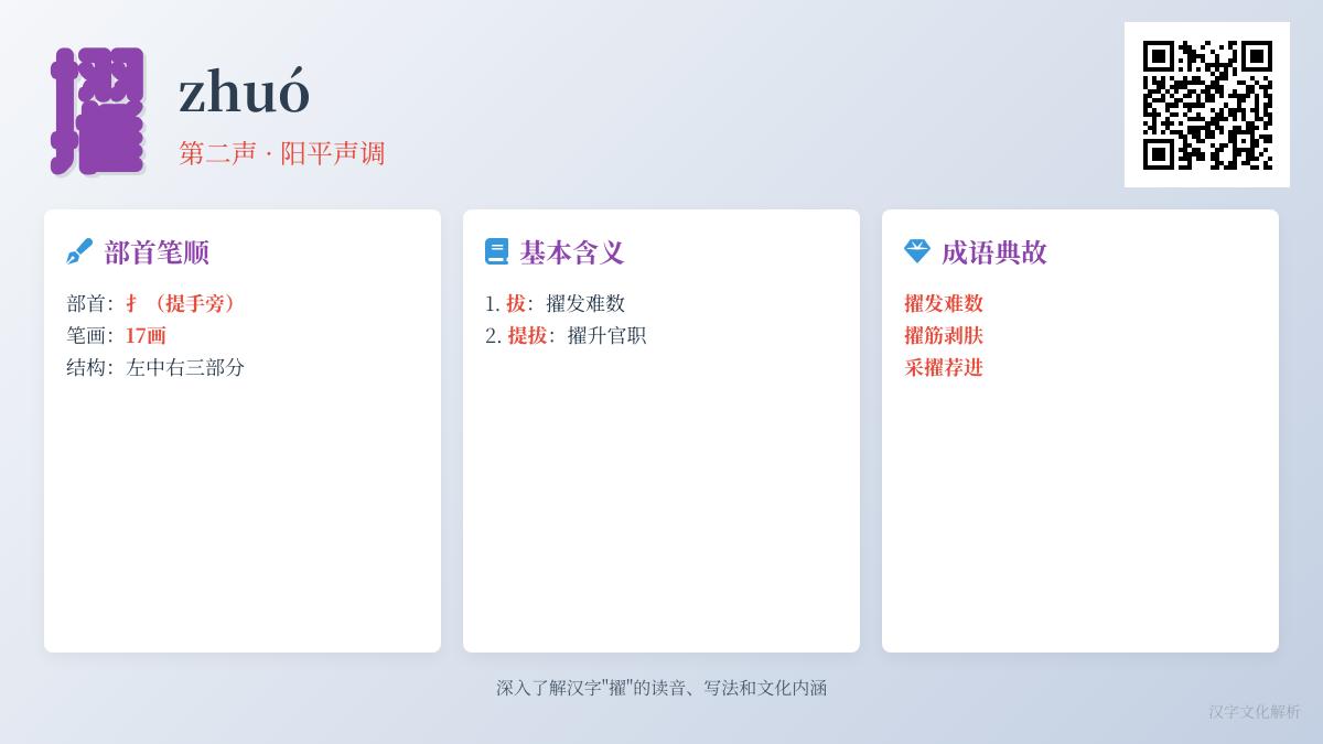 掌握”擢”字的正确读音、笔顺和用法 17画汉字详细解析