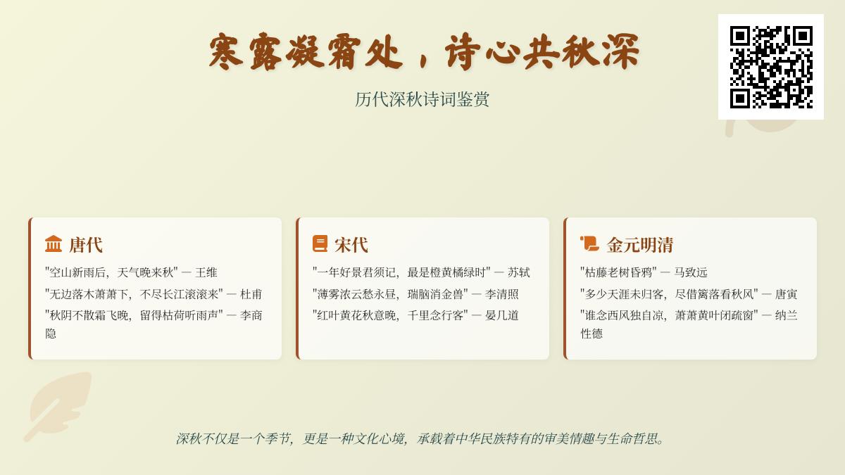 历代描写深秋的经典诗词鉴赏 感受诗人笔下的秋色秋声与生命哲思