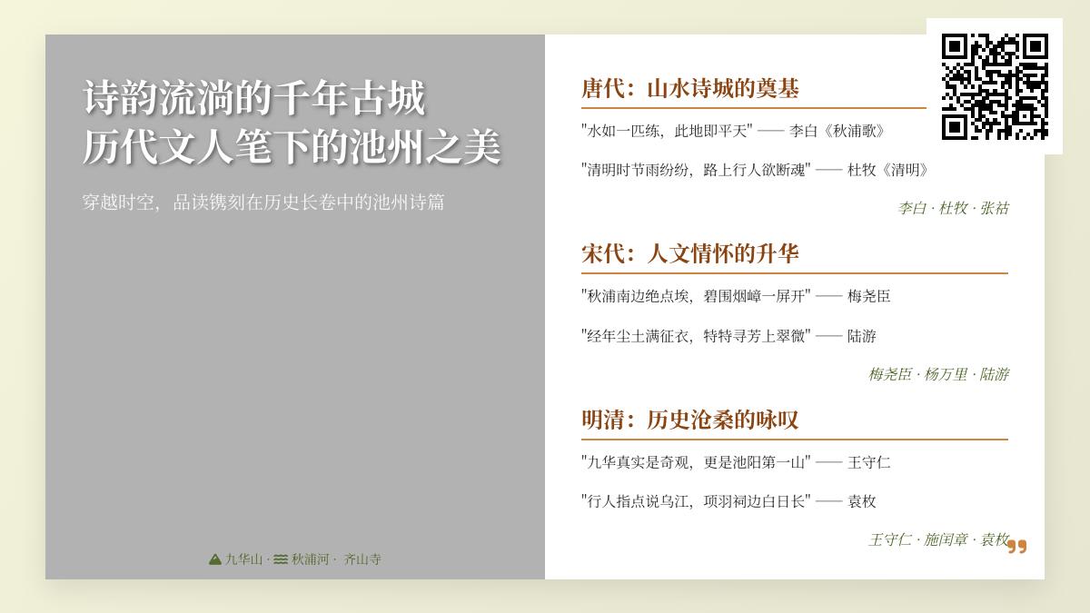历代文人墨客笔下的池州诗词精选 探寻千年古城秋浦河与九华山的诗意之美