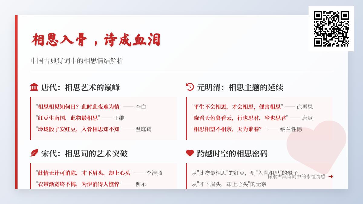 10首关于相思的古诗词名句赏析 从李白到纳兰性德解析中国古典诗词中的相思情结