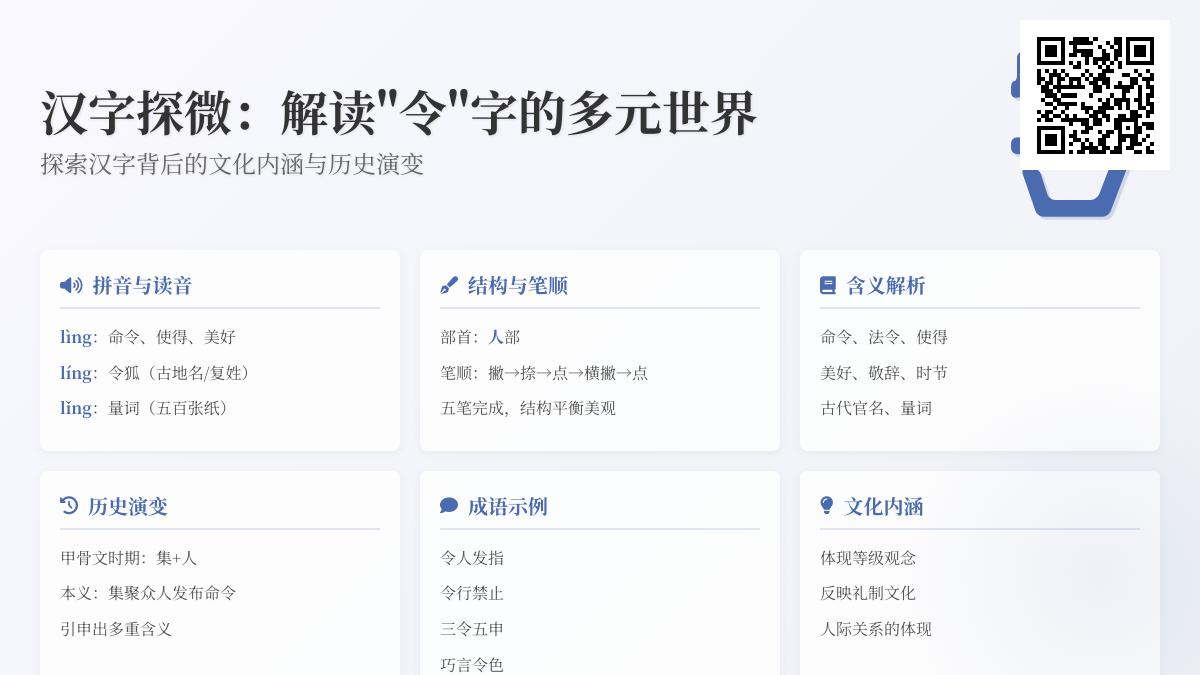 汉字“令”的3种读音与10大用法解析 从命令到美好含义全掌握