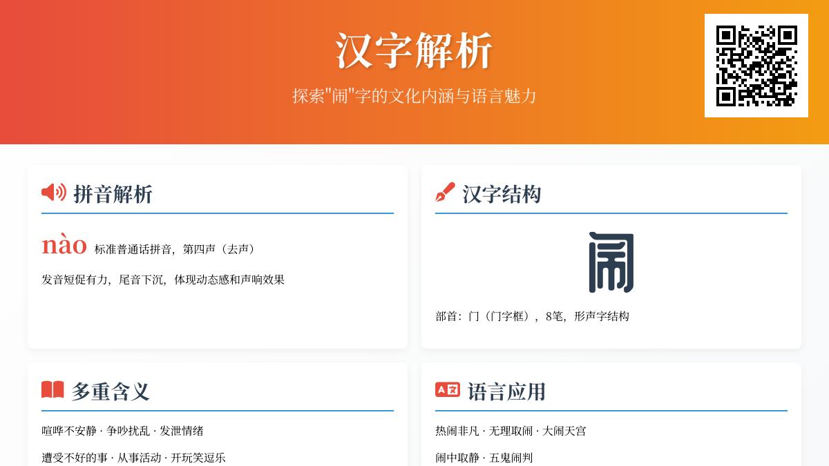 掌握闹的拼音nào和8笔正确写法 解析汉字闹的部首含义与组词造句技巧