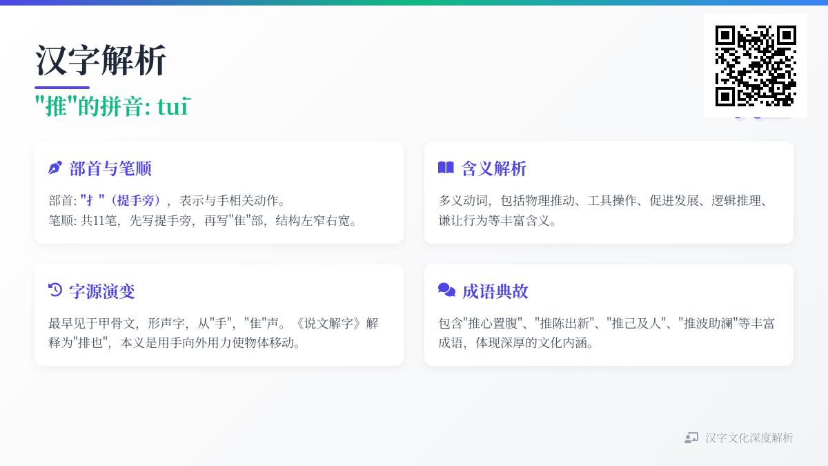 掌握”推”字的11笔正确写法与9大含义 从拼音到成语全面解析