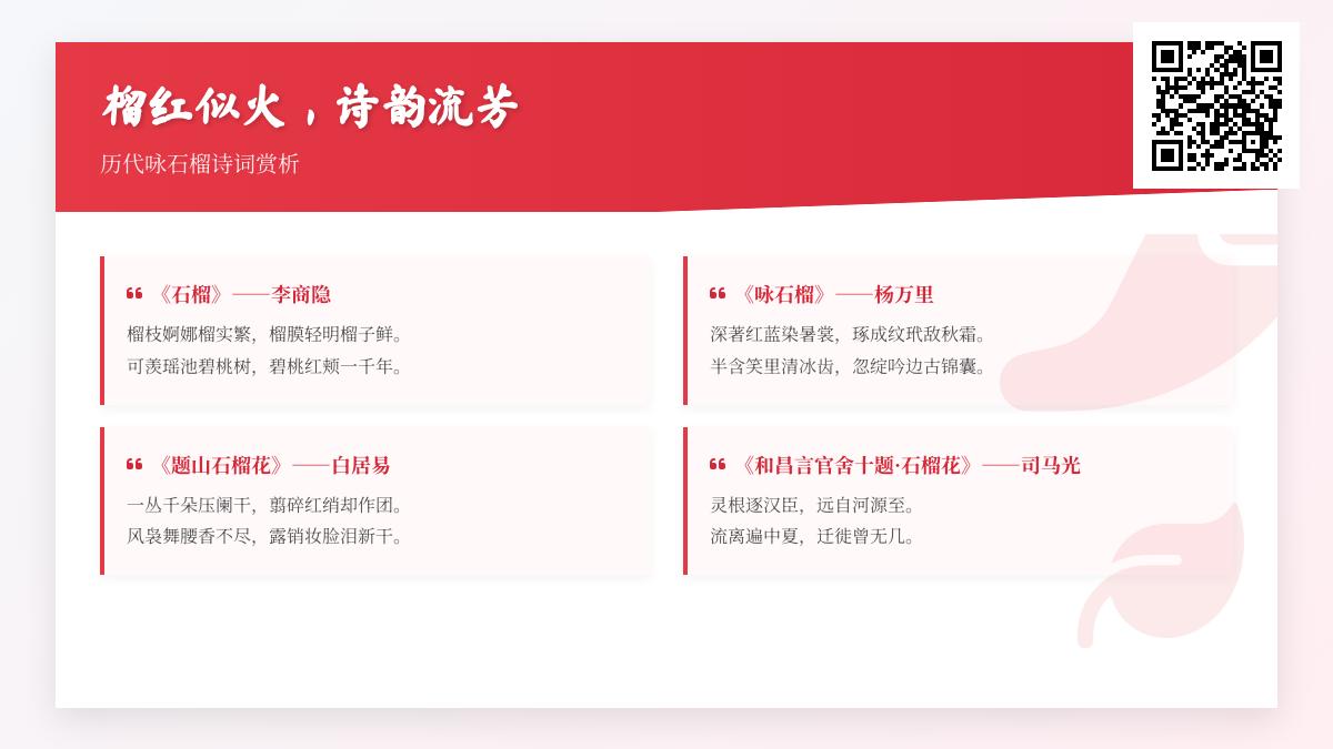 历代咏石榴诗词赏析 50首经典诗词带你领略石榴的文化内涵与艺术魅力