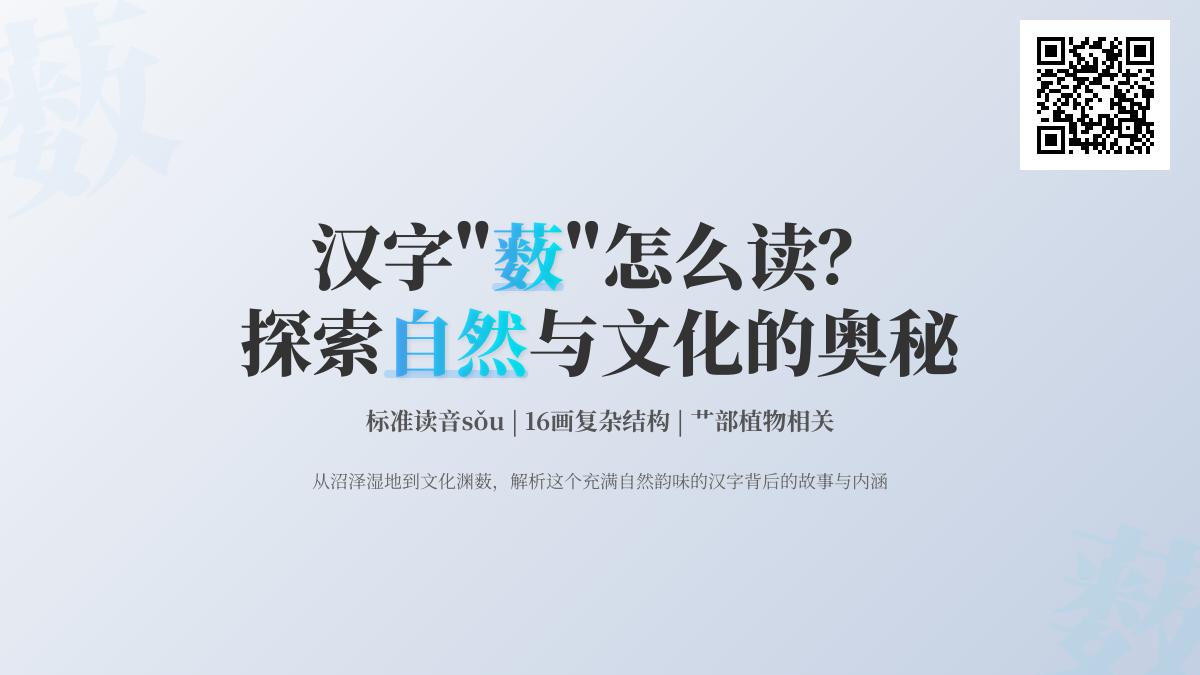 薮怎么读 3分钟掌握sǒu的正确发音及16画笔顺技巧